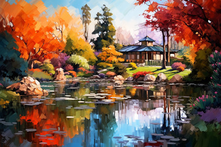 an Impressionistic Capture of a Vibrant Botanical Gardenの素材