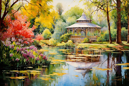 an Impressionistic Capture of a Vibrant Botanical Gardenの素材