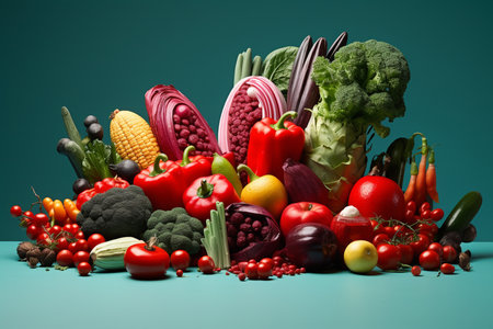An Pop-art Harvest: Colorful Still Life of Fresh Vegetablesの素材