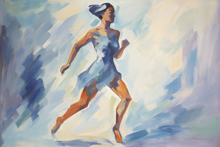 An Abstract Motion: Woman Running in Abstract Styleの素材