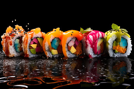 An Pop-Art Sushi: Colorful Depiction of Sushi Rollの素材