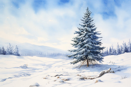 An Watercolor Holiday: Christmas Tree Paintingの素材