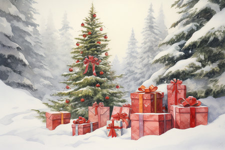 An Watercolor Holiday: Christmas Tree Paintingの素材