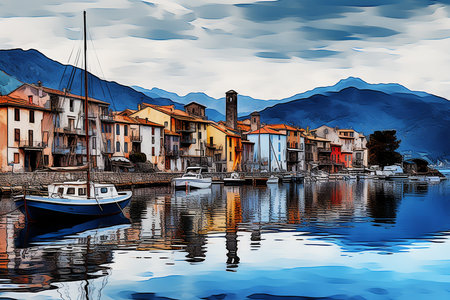 An Impressionist Travel: Quaint Coastal Town in the Mediterraneanの素材