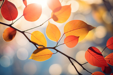 An Abstract Nature: Sunlight Through Colorful Autumn Leavesの素材