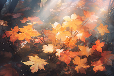 An Abstract Nature: Sunlight Through Colorful Autumn Leavesの素材