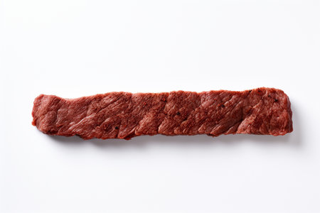 An Minimalist Food: Single Strip of Dried Beef on White Backgroundの素材