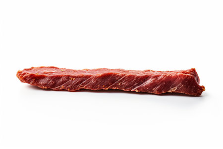 An Minimalist Food: Single Strip of Dried Beef on White Backgroundの素材