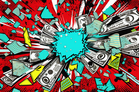 An Pop-Art Economy: Bold Colorful Dollar Imagery with Expressive Economic Headlinesの素材