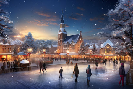 The town square is transformed into a Christmas wonderland.の素材