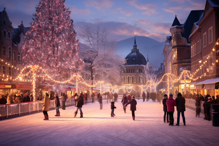 The town square is transformed into a Christmas wonderland.の素材