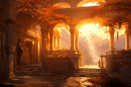 Golden Sunset Over Ancient Templeの素材