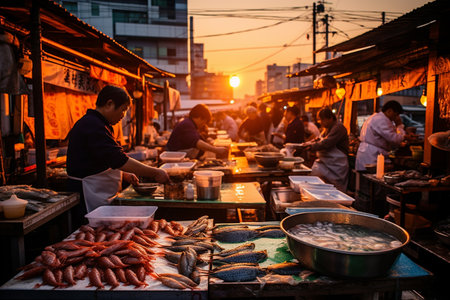 A Blend of Tradition and Modernity in a Bustling Atmosphereの素材