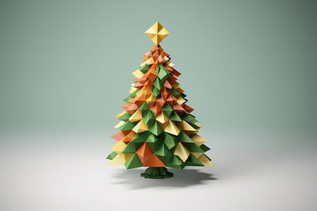 Low Poly Christmas Tree on White Backgroundの素材
