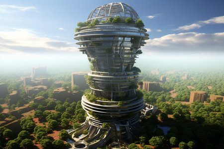 Futuristic Skyscraper in a Modern Cityscapeの素材