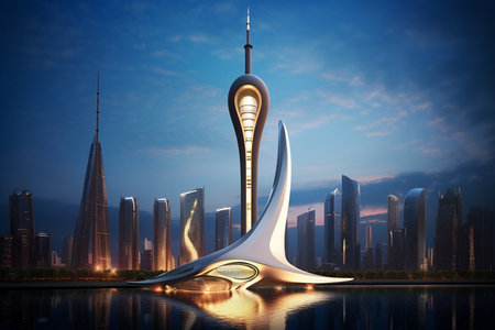 Futuristic Skyscraper in a Modern Cityscapeの素材