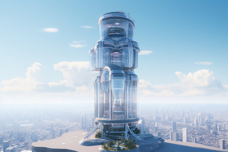 Futuristic Skyscraper in a Modern Cityscapeの素材