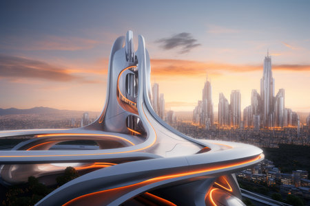 Futuristic Skyscraper in a Modern Cityscapeの素材