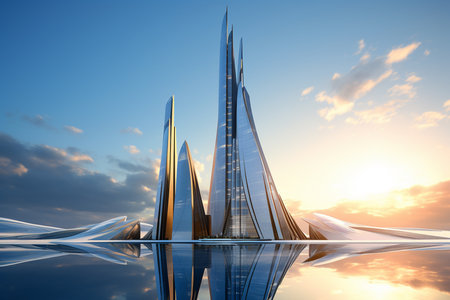 Futuristic Skyscraper in a Modern Cityscapeの素材