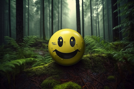 3D Emoji Advocating Climate Action in a Forest Settingの素材