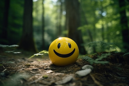 3D Emoji Advocating Climate Action in a Forest Settingの素材