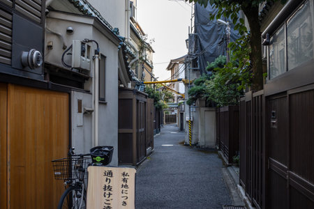 Tokyo, Japan, October 28, 2023: Narrow Alley in Tokyo Residential Areaのeditorial素材