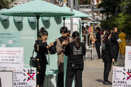 Tokyo, Japan, October 29, 2023: Samsung promotional event outdoors with attendeesのeditorial素材