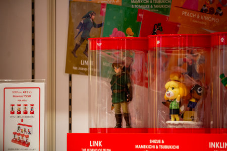 Tokyo, Japan, October 29, 2023: Nintendo merchandise and figures on displayのeditorial素材