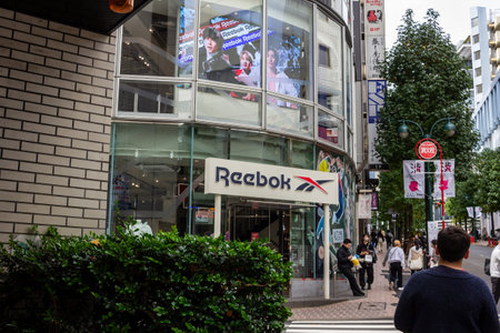 Tokyo, Japan, October 29, 2023: Reebok store on a busy shopping street