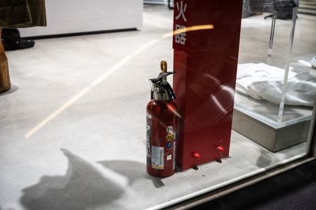 Tokyo, Japan, October 29, 2023: Fire Extinguisher in a Fashion Storeのeditorial素材