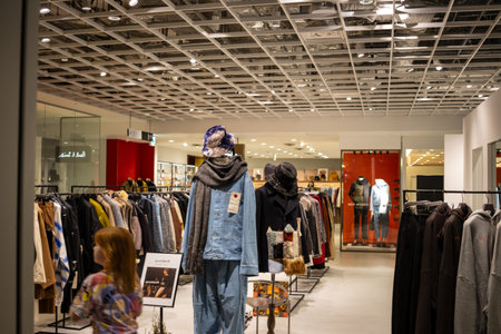 Tokyo, Japan, October 29, 2023: Fashionable Clothing Display in a Department Storeのeditorial素材