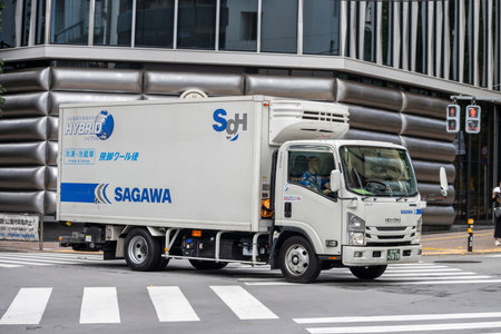 Tokyo, Japan, October 29, 2023: Sagawa Delivery Truck on the Streetのeditorial素材