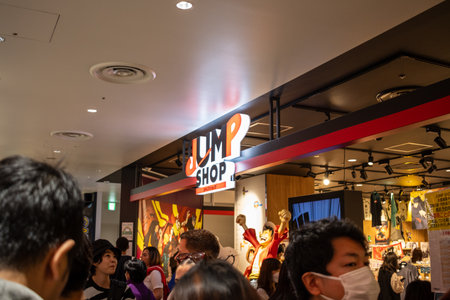 Tokyo, Japan, October 29, 2023: Crowd Inside JUMP SHOP Anime Storeのeditorial素材