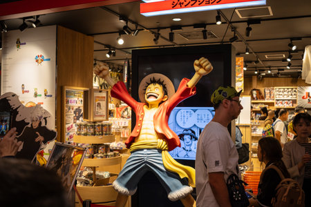 Tokyo, Japan, October 29, 2023: One Piece Character Statue in Anime Store