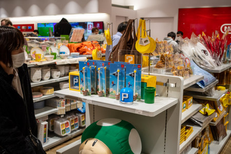 Tokyo, Japan, October 29, 2023: Nintendo gaming accessories on display in a storeのeditorial素材