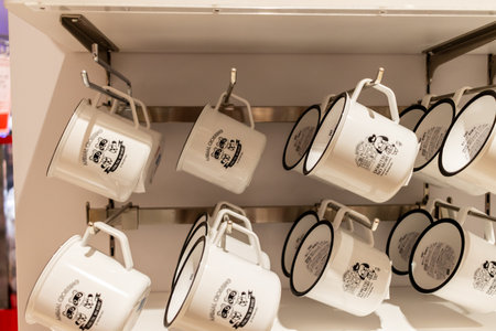 Tokyo, Japan, October 29, 2023: Designer mugs on display in a Tokyo gift shopのeditorial素材