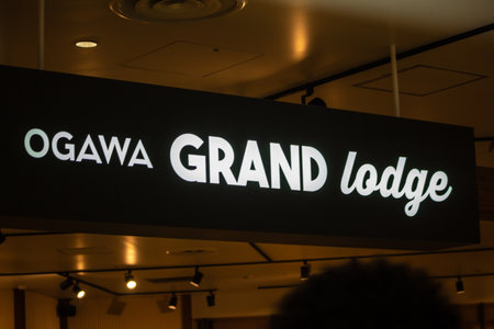 Tokyo, Japan, October 29, 2023: Ogawa GRAND lounge sign in an upscale shopping mallのeditorial素材