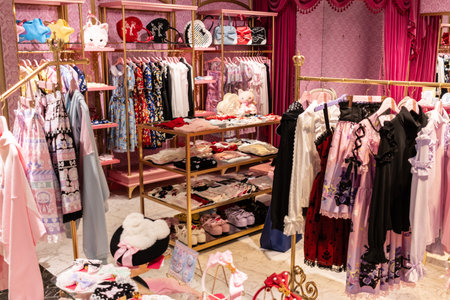 Tokyo, Japan, October 29, 2023: Interior of a boutique with Japanese kawaii fashionのeditorial素材