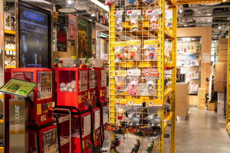 Tokyo, Japan, October 29, 2023: Gachapon capsule toy vending machines in a storeのeditorial素材