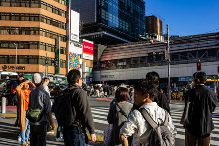 Tokyo, Japan, October 29, 2023: Pedestrians gathering at Shibuya Crossing, the world-famous intersectionのeditorial素材