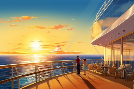 Cruise Ship Deck at Sunsetの素材