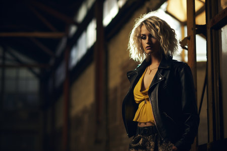 Fashion Model in Urban Warehouse Settingの素材
