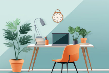 Home Workspace with Plantsの素材