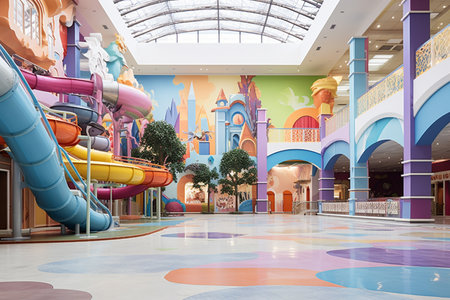 Colorful Water Slides in Indoor Water Parkの素材