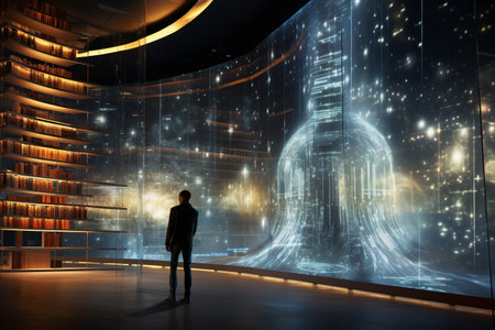 Futuristic Library with Interactive Data Visualizationの素材