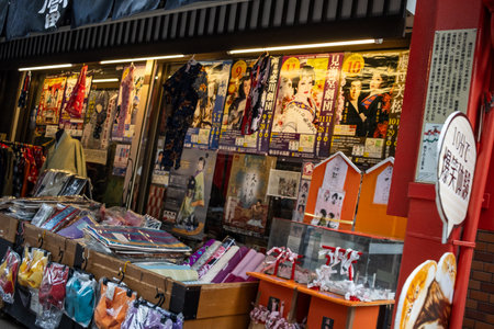 Tokyo, Japan, October 31, 2023: Retail store front with colorful merchandise on displayのeditorial素材