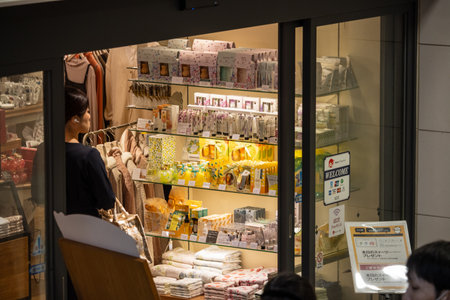Tokyo, Japan, October 31, 2023: Shop window displaying a range of personal care productsのeditorial素材
