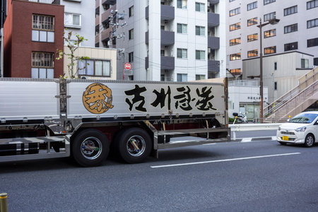 Tokyo, Japan, November 1, 2023: Decorated Delivery Truck on Tokyo Streetのeditorial素材