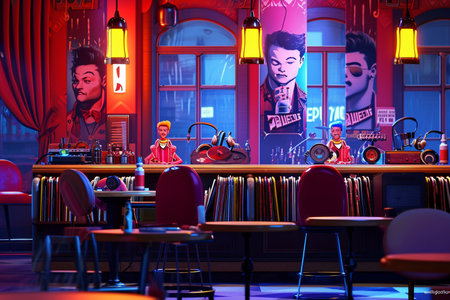 Retro Diner with Pop Art Decorの素材