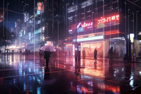 Rainy Night in Neon-Lit Cityの素材